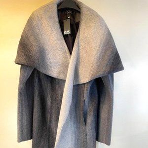 Zac Posen Size 14 Lunar Rock Anthracite Gradient Plush Shawl Coat